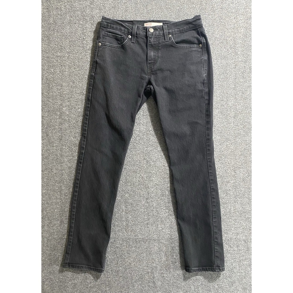 Signature Levi Strauss Jeans Mens Black Slim Straight Stretch Denim W29xL30